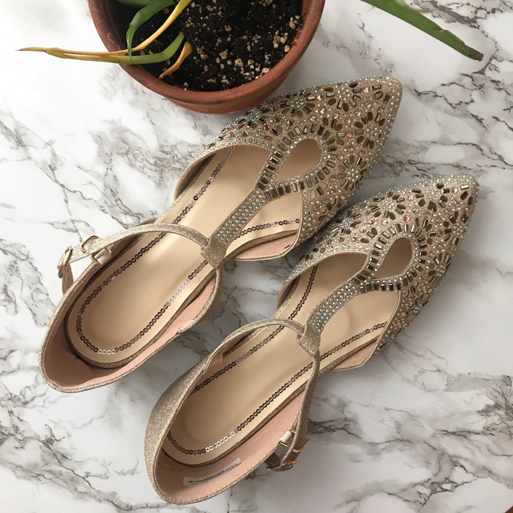 NWOT ✨ Bejeweled Flats with Hidden 1 Inch Heel